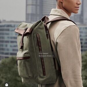 NEW Carl Friedrik City Hopper Leather Backpack- Olive